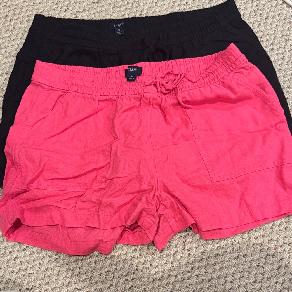 J. Crew Women’s Hot Pink and Black Drawstring Athletic Shorts